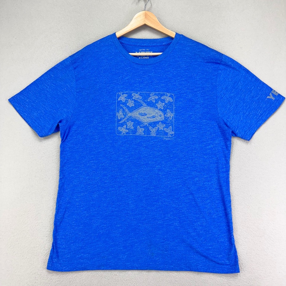 YETI T-Shirt Mens XL Blue‎ Tuna Fish Graphic Tee Outdoor Casual Comfort Fishing